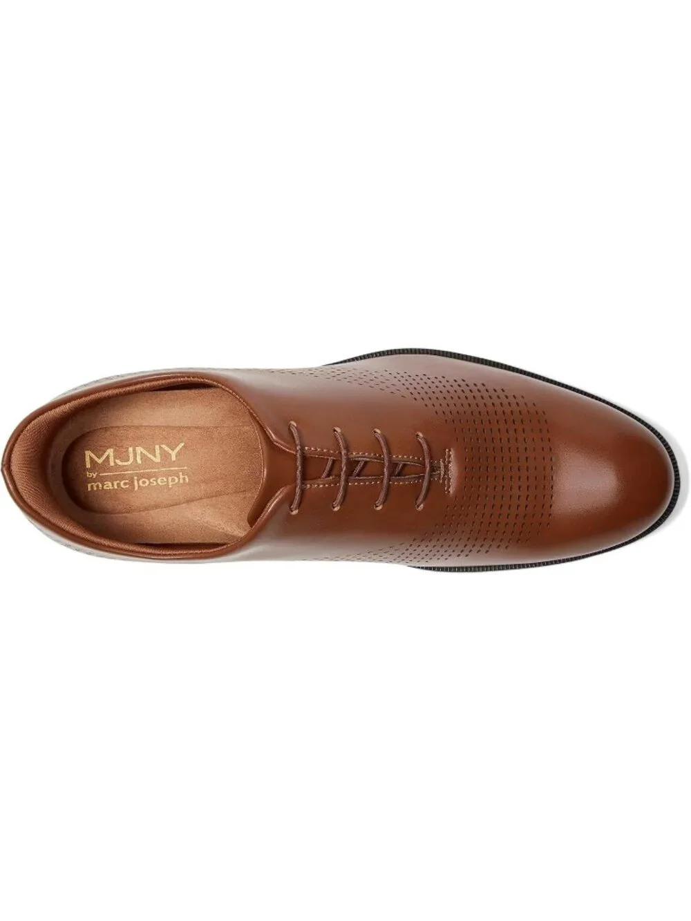 Marc Joseph Men's Cognac Napa Leather Closed Toe Casual Oxford Block Heel Shoes